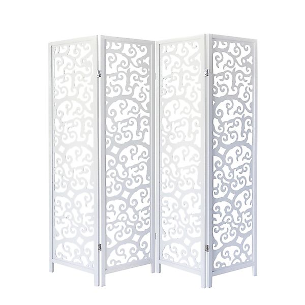 Homestyle4u 4-tlg. Paravent in Weiß 173x175 cm 1056 günstig online kaufen