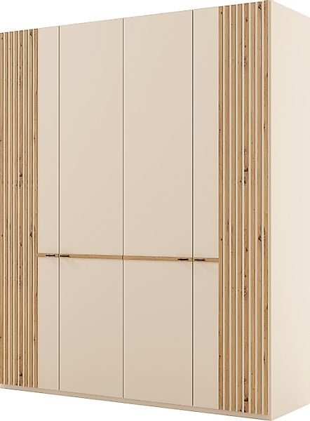 Musterring Drehtürenschrank "Isabelle" Lamellen in Eiche, Griffe in schwarz günstig online kaufen