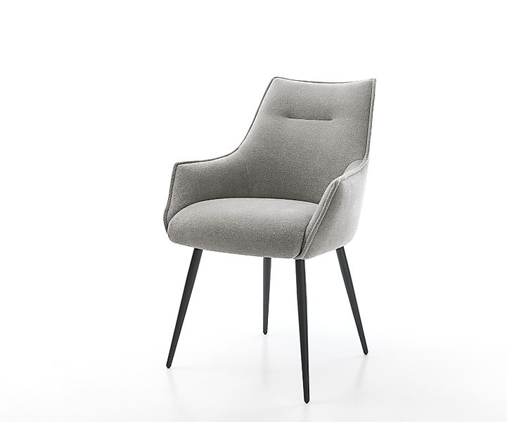 Esszimmerstuhl Alja-Flex mit Armlehnen Strukturstoff Soft Grau 4-Fuß konisc günstig online kaufen