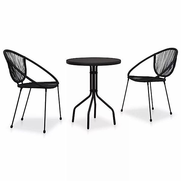 3-tlg. Bistro-set Pvc Rattan Schwarz günstig online kaufen