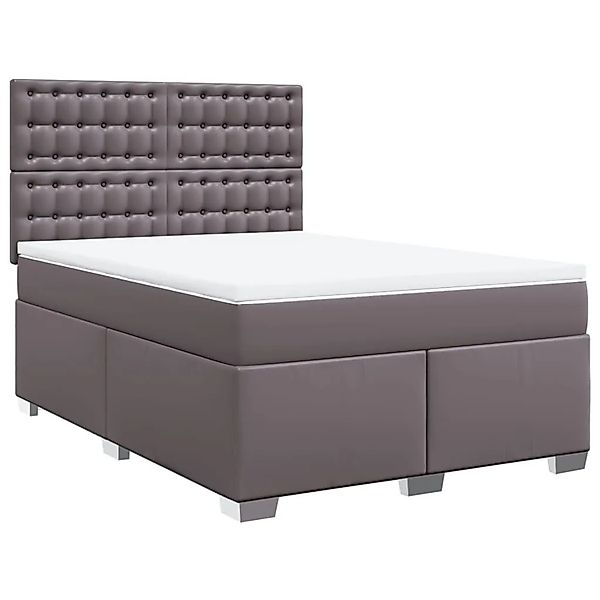 vidaXL Boxspringbett mit Matratze Grau 140x190 cm Kunstleder 3293022 günstig online kaufen