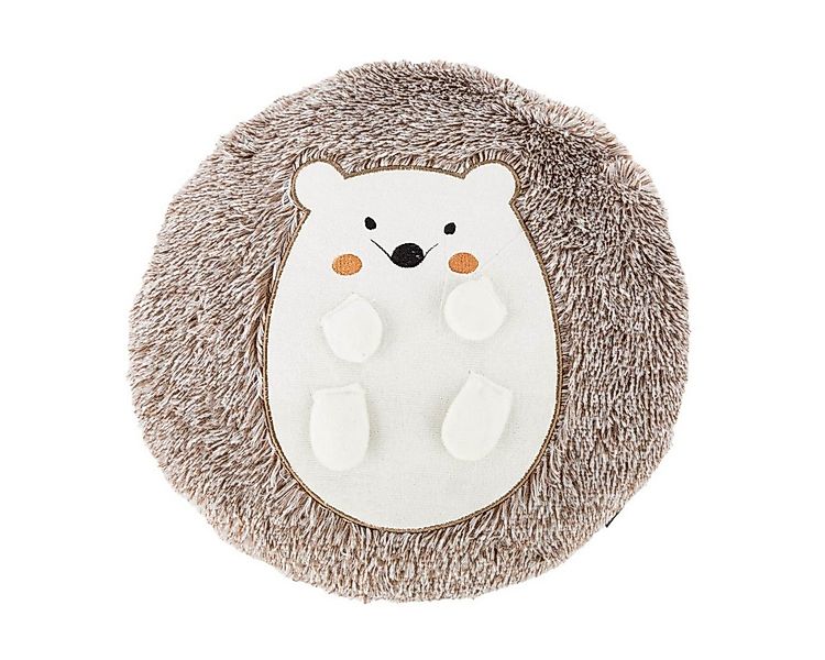 SCHÖNER LEBEN. Fellkissen Kinderkissen Igel Plüsch braun beige 30x30cm günstig online kaufen