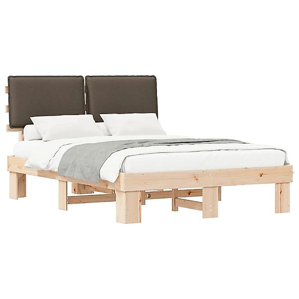 vidaXL Bettgestell mit Gepolstertem Kopfteil Taupe 135 x 190 cm 877292 günstig online kaufen
