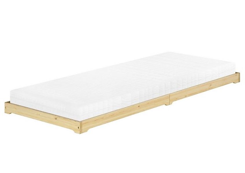 ERST-HOLZ Einzelbett Überlanges Holzbett Kiefer lackiert extra niedrig 90x2 günstig online kaufen