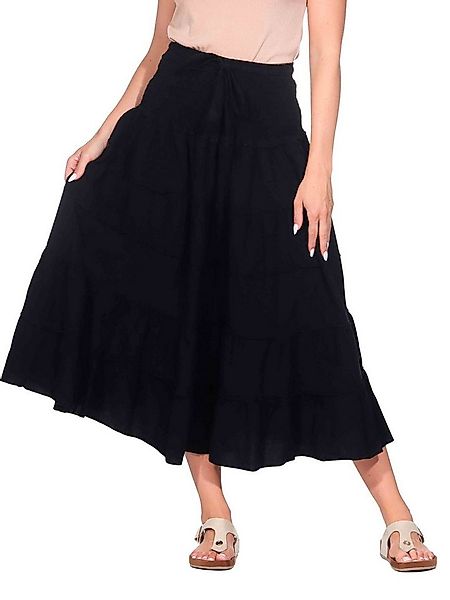 KUNST UND MAGIE Stufenrock Sommerrock Damen Rock Baumwolle – Boho Maxirock günstig online kaufen