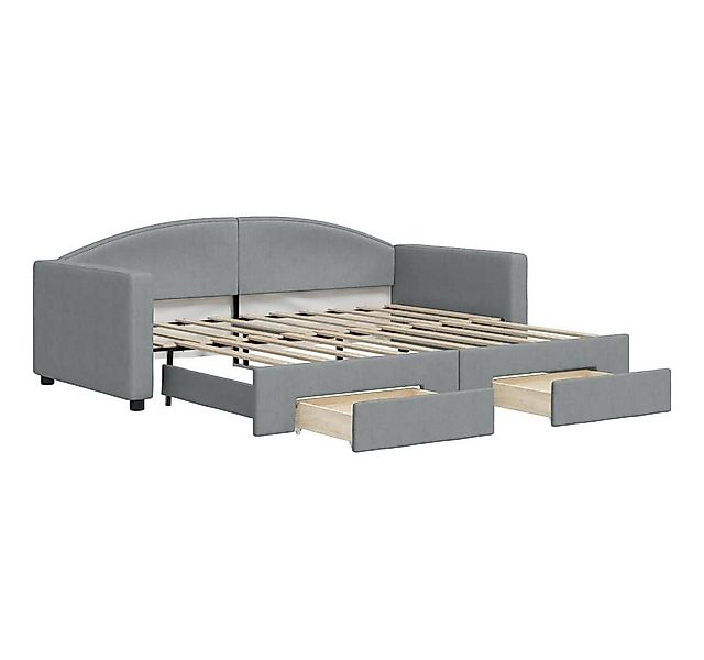 vidaXL Bett Tagesbett Ausziehbar mit Schubladen Hellgrau 90x190 cm Stoff günstig online kaufen