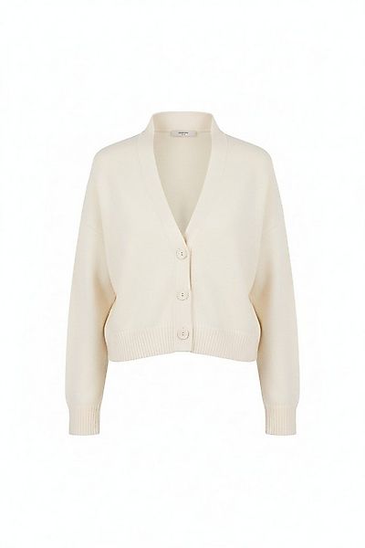 Zuckerwatte Strickjacke modische kurze Form, V-Ausschnitt, Merino Cashmere günstig online kaufen