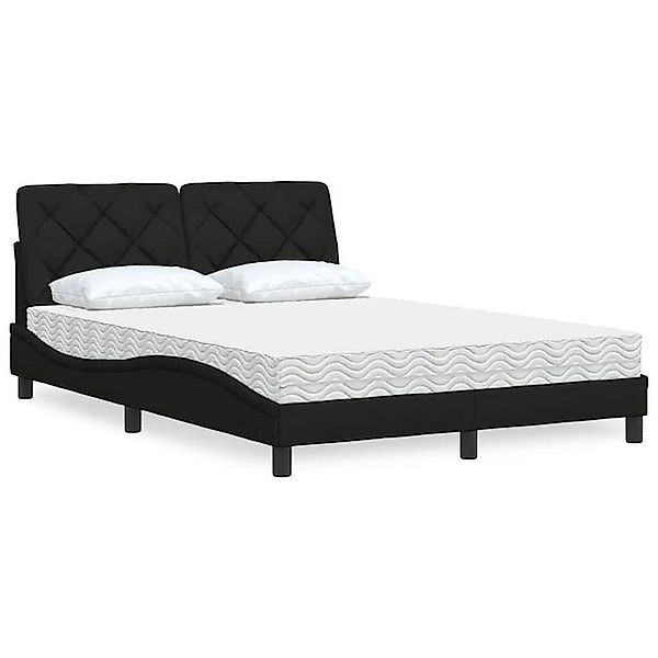 vidaXL Bettgestell Bett mit Matratze Schwarz 140x200 cm Stoff günstig online kaufen