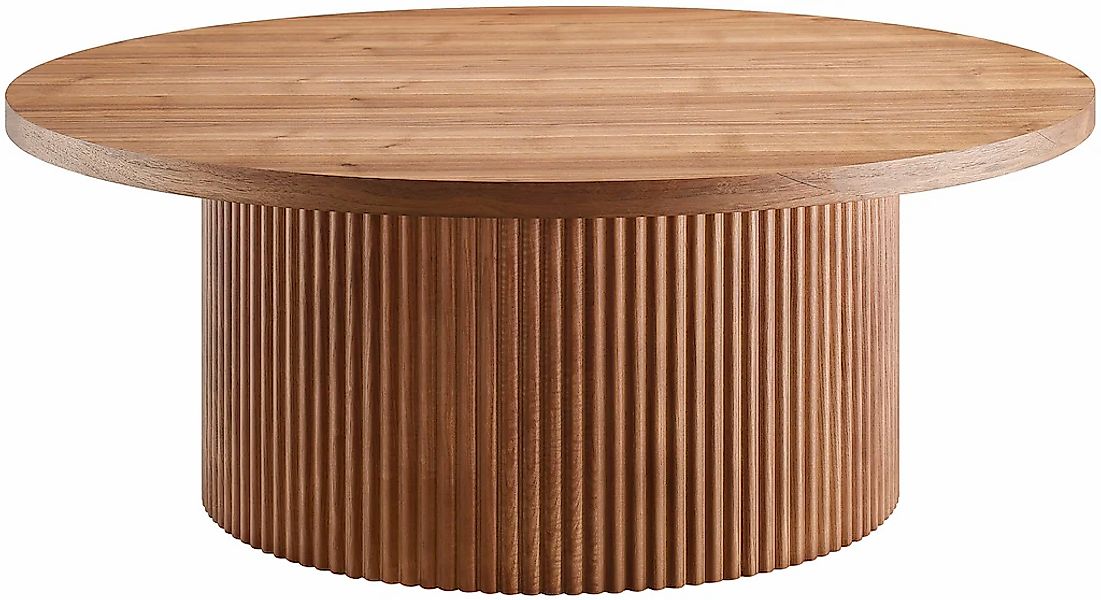 SalesFever Couchtisch "mit Massivholz-Lamellen, Ø 85 cm" 1 Stk. tlg. Modern günstig online kaufen