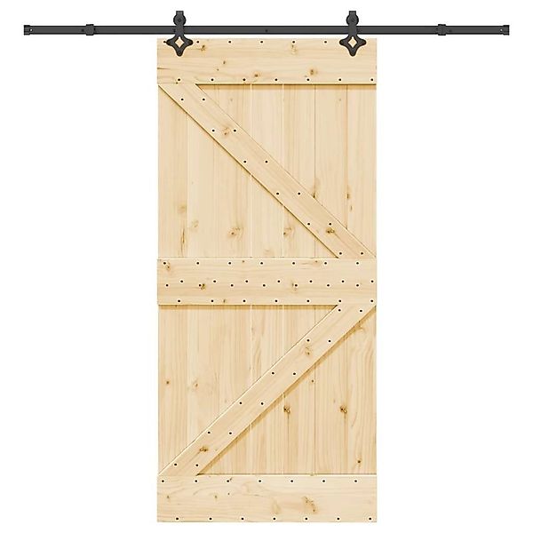 vidaXL Schiebetür mit Beschlag 95x210 cm Massivholz Kiefer 3332636 günstig online kaufen