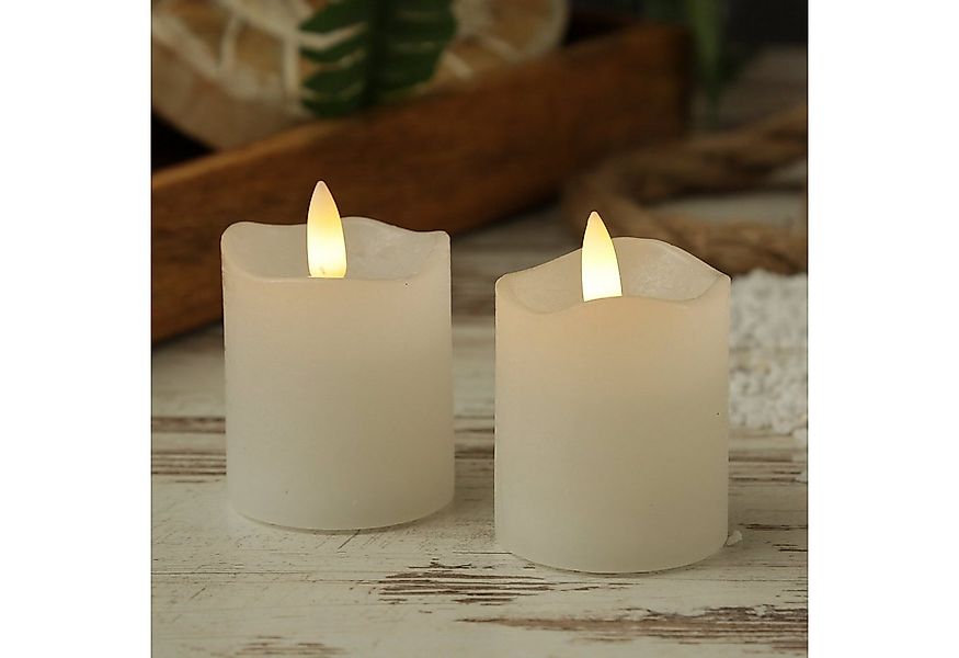 MARELIDA LED-Kerze LED Kerzenset Mini Echtwachs flackernd mit Batterien H:7 günstig online kaufen