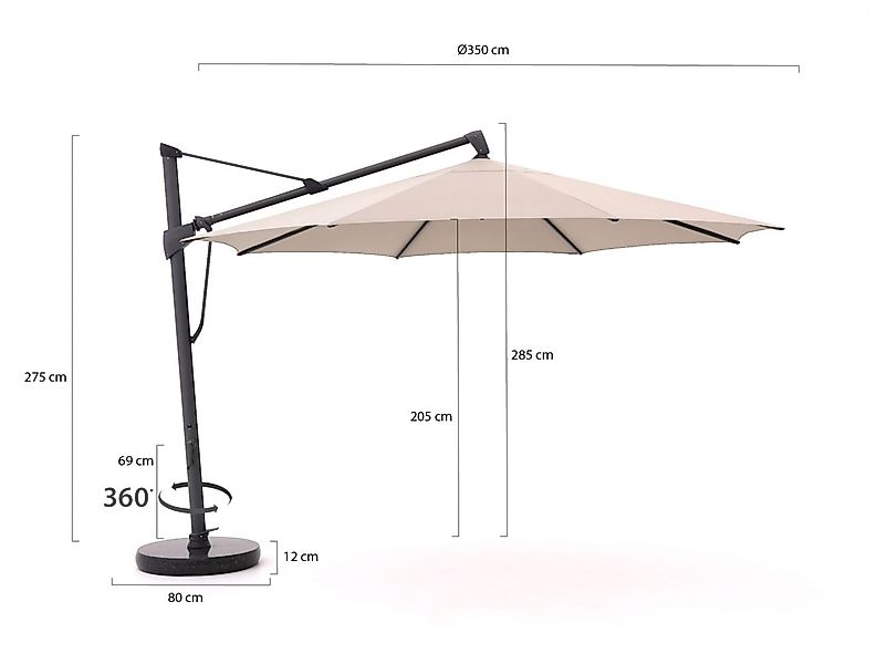 Glatz Sombrano S+ Easy Ampelschirm ø 350 cm günstig online kaufen