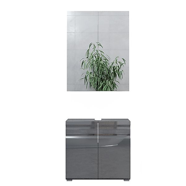 Vicco Badmöbel-Set Fredd, Anthrazit Hochglanz, 2 Teile, (2-er Set, 2-St., 2 günstig online kaufen