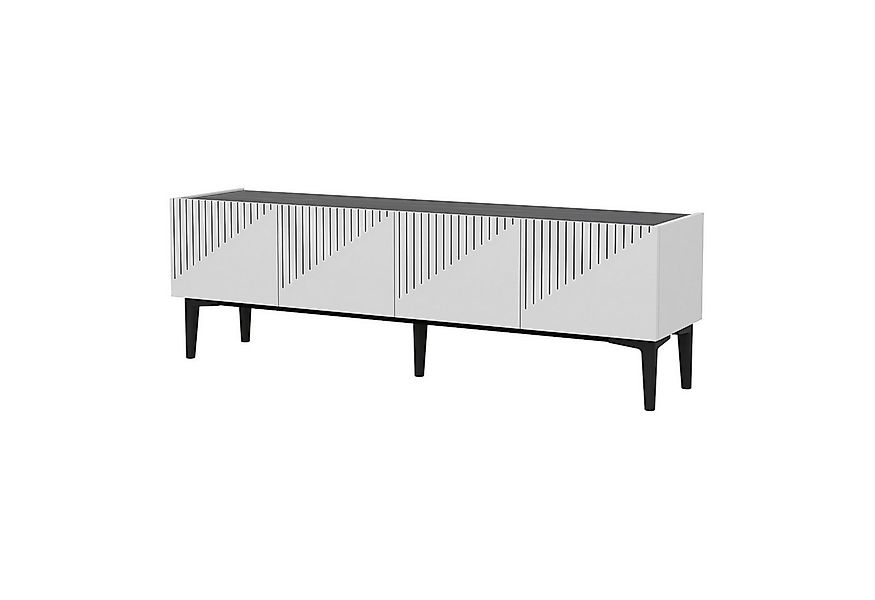 en.casa TV-Schrank »Oppdal« 154x37x45cm Weiß / Marmor, schwarz günstig online kaufen