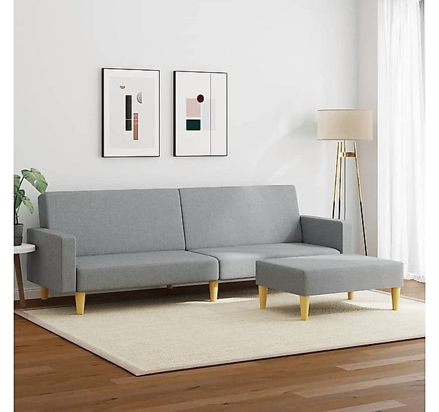 vidaXL Sofa Schlafsofa 2-Sitzer mit Fußhocker Hellgrau Stoff günstig online kaufen