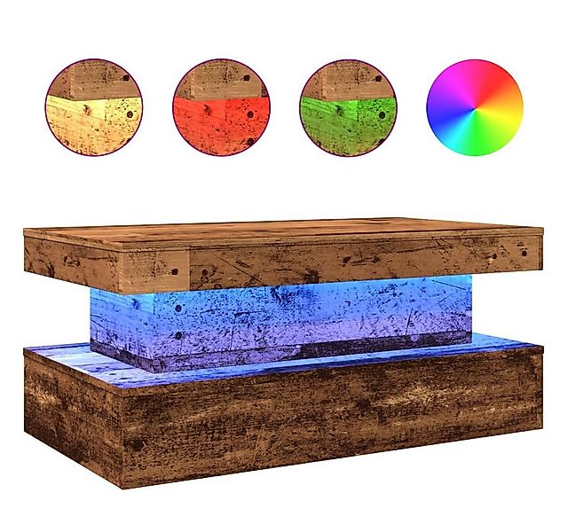 vidaXL Couchtisch Couchtisch mit LED Leuchten Altholz-Optik 90x50x40 cm günstig online kaufen