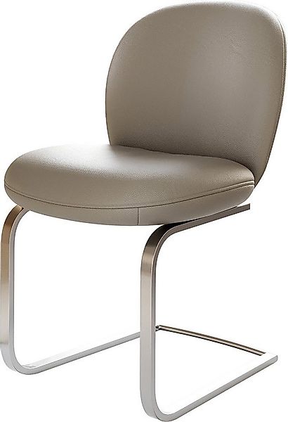 DELIFE Polsterstuhl Nube-Flex, Freischwinger flach Edelstahl Echt-Leder Sch günstig online kaufen