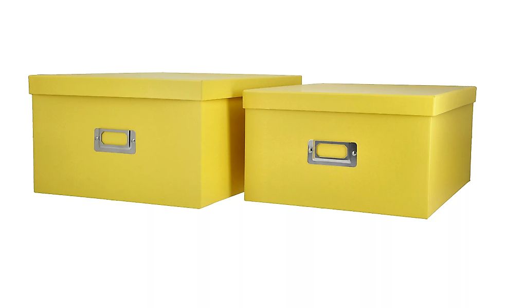 Aufbewahrungsbox, 2er-Set - gelb - Metall, Papier - 28 cm - 17 cm - Sconto günstig online kaufen