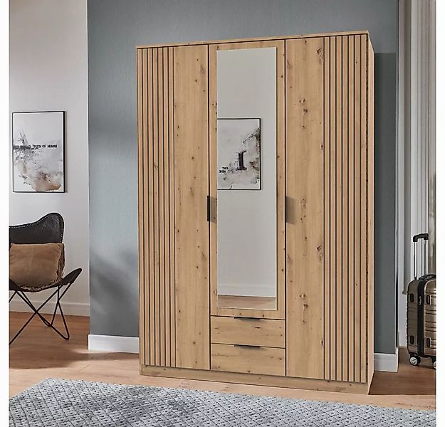 Lomadox Kleiderschrank LAZISE-43 Drehtürenschrank 135cm, Artisan Eiche, mit günstig online kaufen