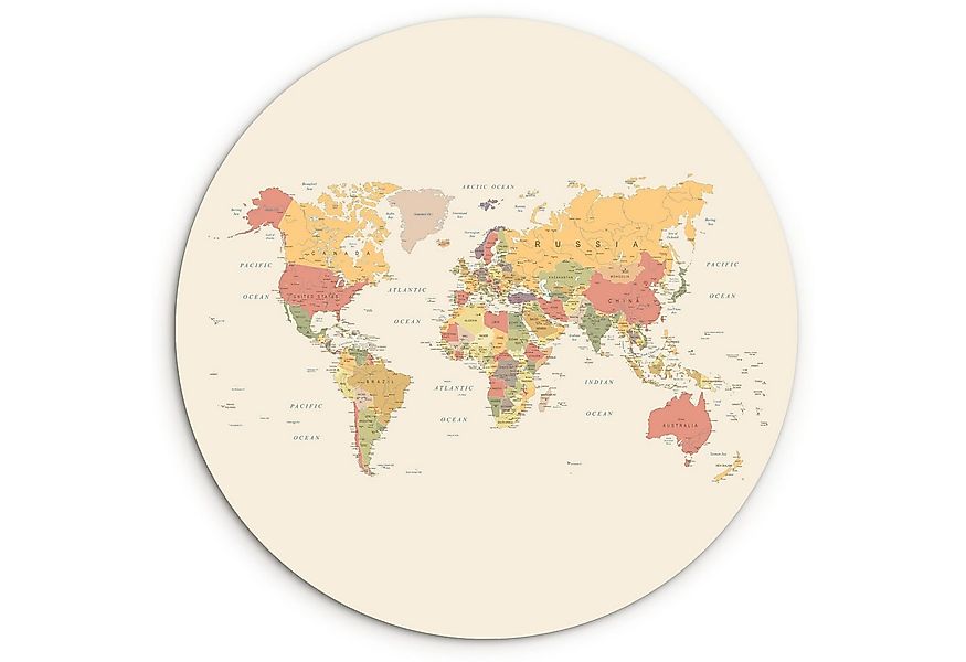 MuchoWow Gemälde Weltkarte - Realistisch - Beige, Fotodruck (1 St), Kreis W günstig online kaufen