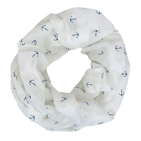 Ella Jonte Loop, maritimer Loop blau weiß Anker Motiv Schal günstig online kaufen