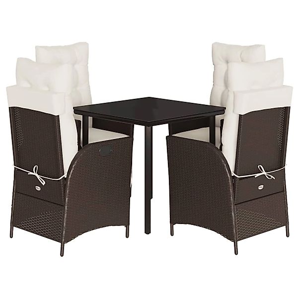 vidaXL 5-Tlg Garten-Essgruppe mit Kissen Braun Poly Rattan 3213414 günstig online kaufen