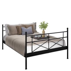 Metallbettgestell schwarz 90x200 und 160x200 cm 106 cm hoch günstig online kaufen