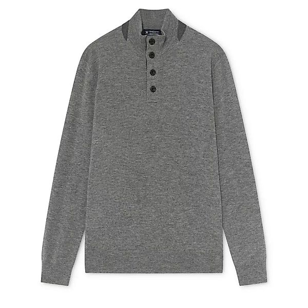 Hackett Flanl Detail Hbutton Pullover L Grey Marl günstig online kaufen