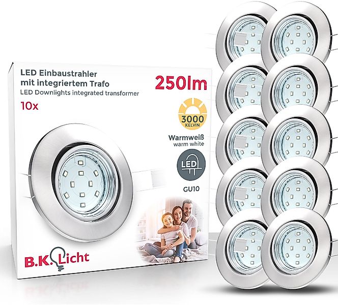 B.K.Licht LED Einbaustrahler, Leuchtmittel wechselbar, Warmweiß, günstig online kaufen