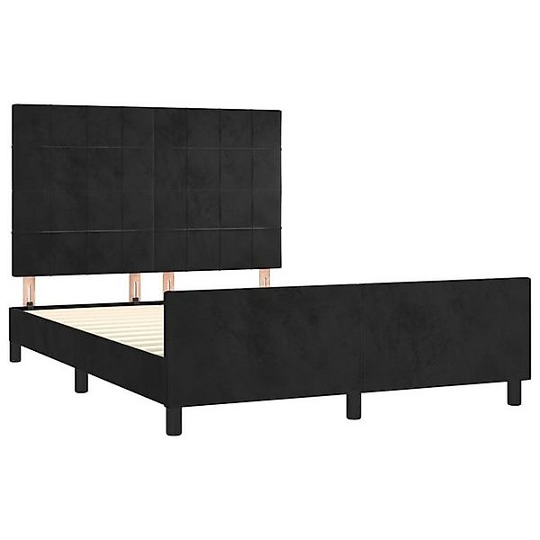 vidaXL Bettgestell Bettrahmen mit Kopfteil Schwarz 140x190 cm Samt Bett Bet günstig online kaufen