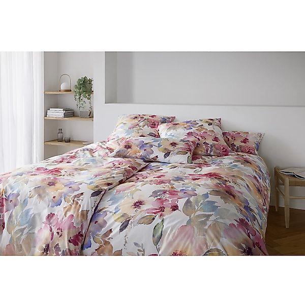 Elegante Mako Batist Bettwäsche Bloom 2332-11 Blumen Aquarell 135x200 günstig online kaufen