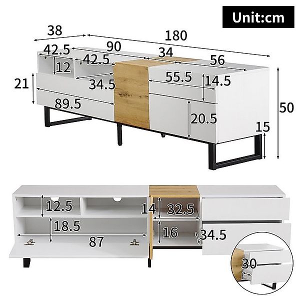 Furnishings Home TV-Schrank TV-Schrank modern in Weiß- und & stabil & viel günstig online kaufen