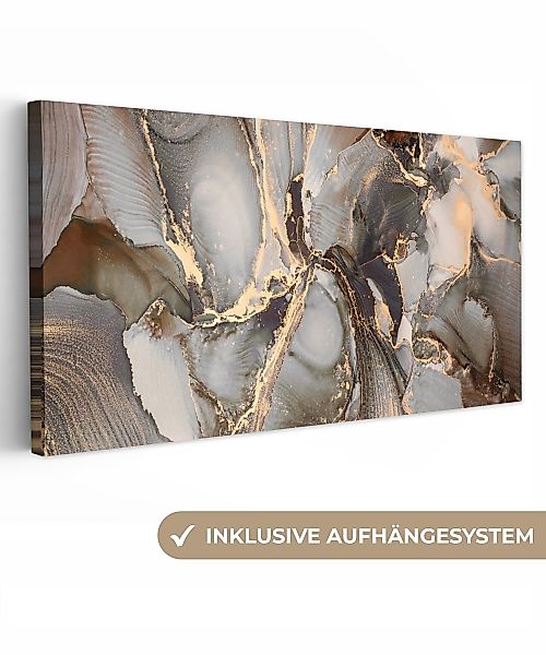 OneMillionCanvasses® Leinwandbild Panorama Grau - Gold günstig online kaufen