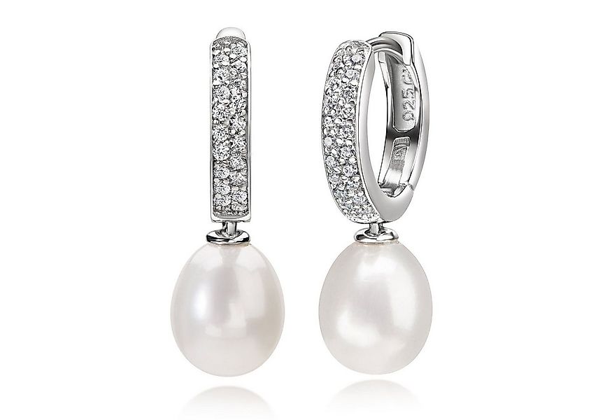 Materia Paar Creolen Tropfenanhänger Perle 13mm SO-458, aus 925 Sterling Si günstig online kaufen