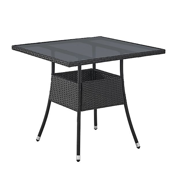 Juskys Polyrattan Gartentisch Yoro Quadratisch Schwarz 80x80 cm günstig online kaufen
