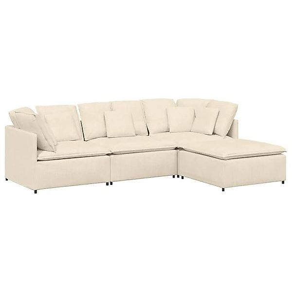 vidaXL Sofa Modulares Sofa mit Fußhocker Kissen Cordstoff Creme günstig online kaufen