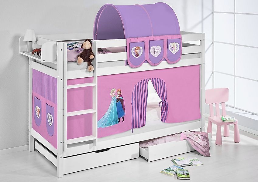 Lilokids Etagenbett JELLE inkl. 2 Lattenrosten & Vorhang FROZEN Eiskönigin günstig online kaufen