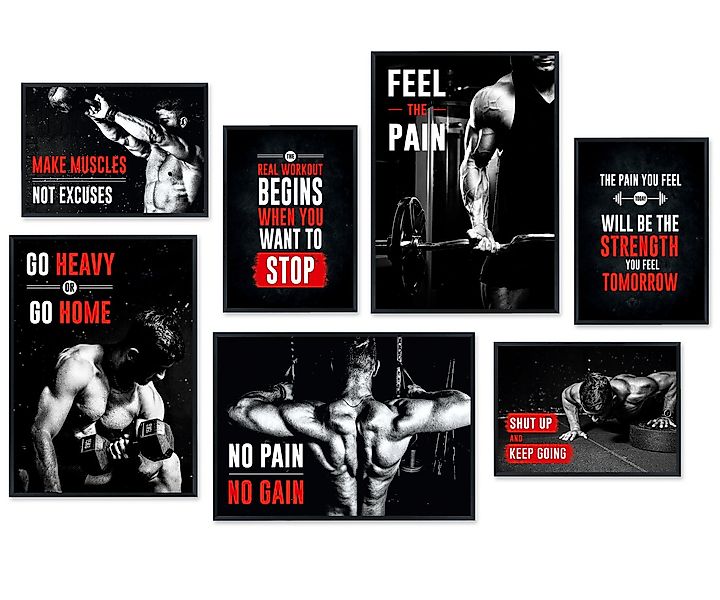 Hyggelig Home Poster Sport Motivation - Premium Poster Set OHNE & MIT Rahme günstig online kaufen