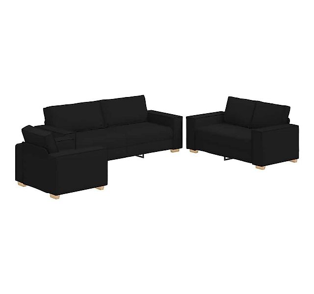 vidaXL Sofa Sofa 3 pcs Schwarz 220 x 80 x 84 cm Leinenmischgewebe, 3 Teile günstig online kaufen