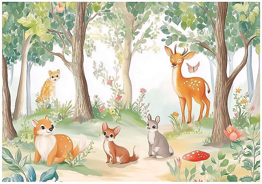 Wallarena Fototapete Kinderzimmer Wald Tiere Jungen Mädchen Vlies Tapete Wa günstig online kaufen