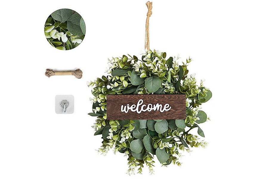 Kunstpflanze Künstlicher Eukalyptusblatt dekorativer Kranz für Haustür, Gar günstig online kaufen