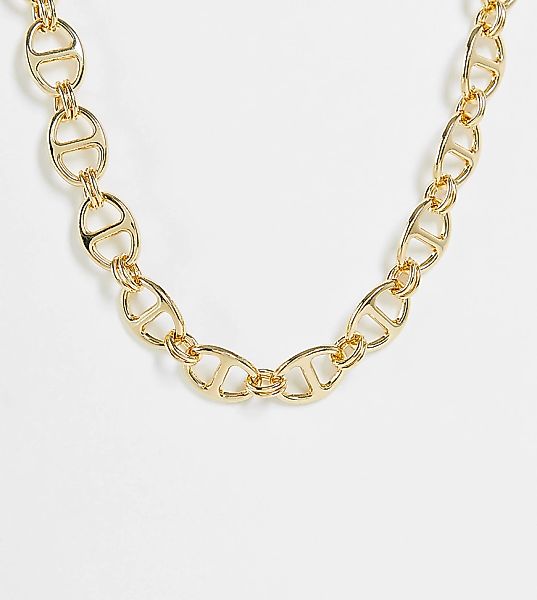 DesignB London – Exklusive, eng anliegende Halskette in Gold mit ovalen Ket günstig online kaufen