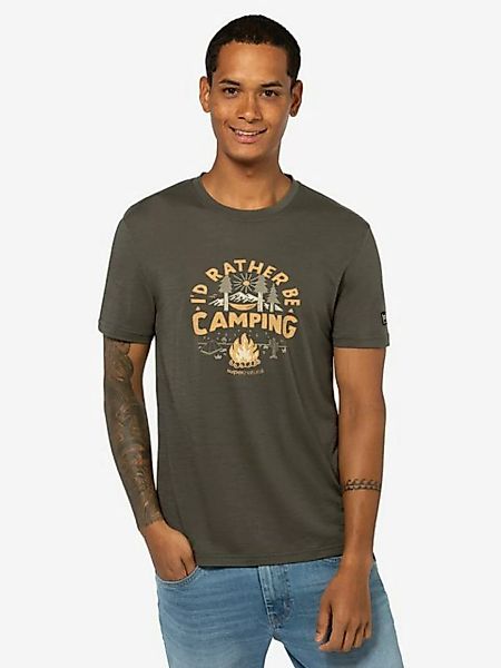 SUPER.NATURAL T-Shirt für Herren, Merino NO GLAMPING Camp Motiv, atmungsakt günstig online kaufen