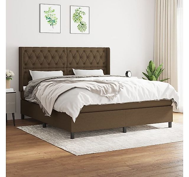 vidaXL Boxspringbett, Boxspringbett mit Matratze Dunkelbraun 160x200 cm Sto günstig online kaufen