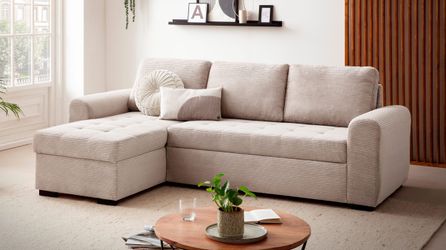 Massivart® Ecksofa mit Schlaffunktion / Cord günstig online kaufen