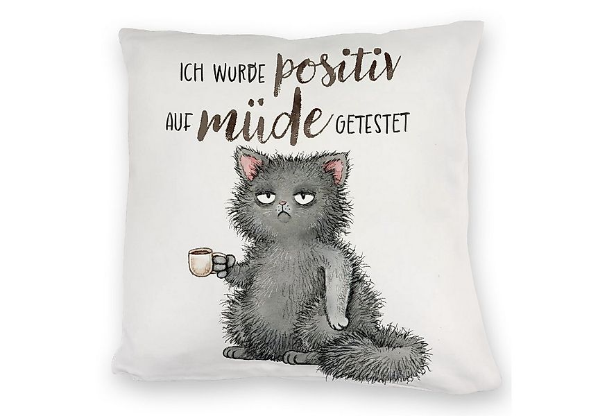 speecheese Dekokissen Genervte Katze Kuschelkissen mit Spruch positiv auf m günstig online kaufen
