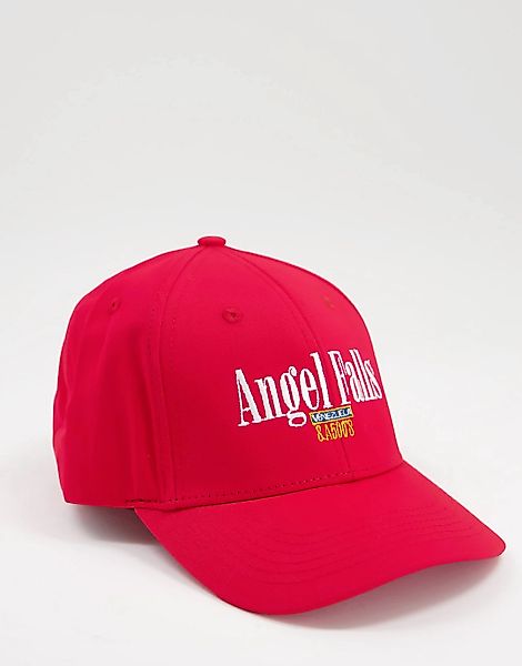 ASOS DESIGN – 90er-Jahre Baseball-Kappe in Rot mit aufgesticktem Schriftzug günstig online kaufen
