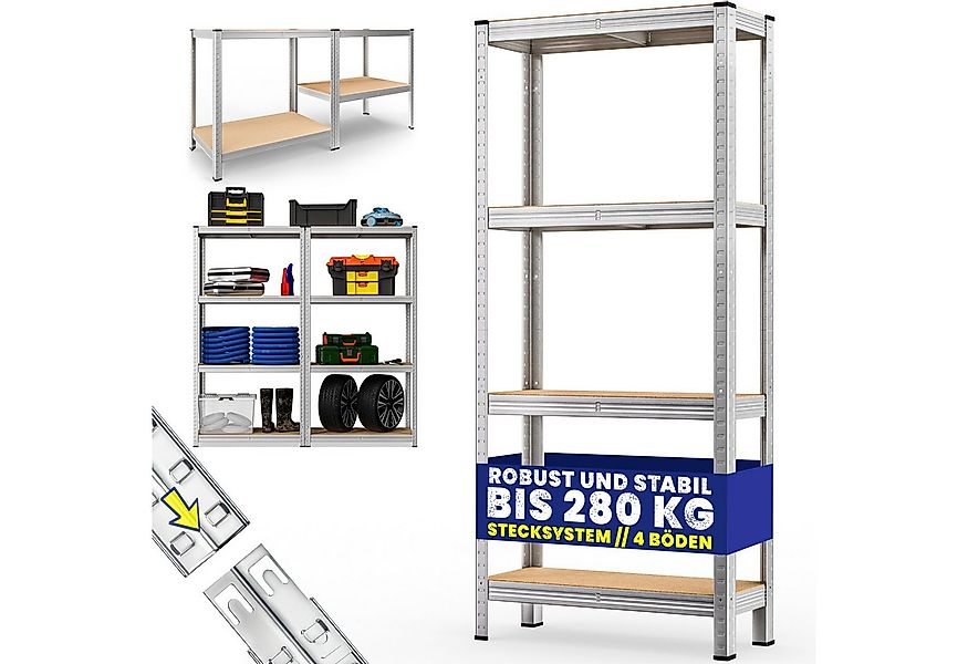monzana Schwerlastregal, 170x75x30cm 280kg 4 MDF-Platten Regal Lagerregal K günstig online kaufen