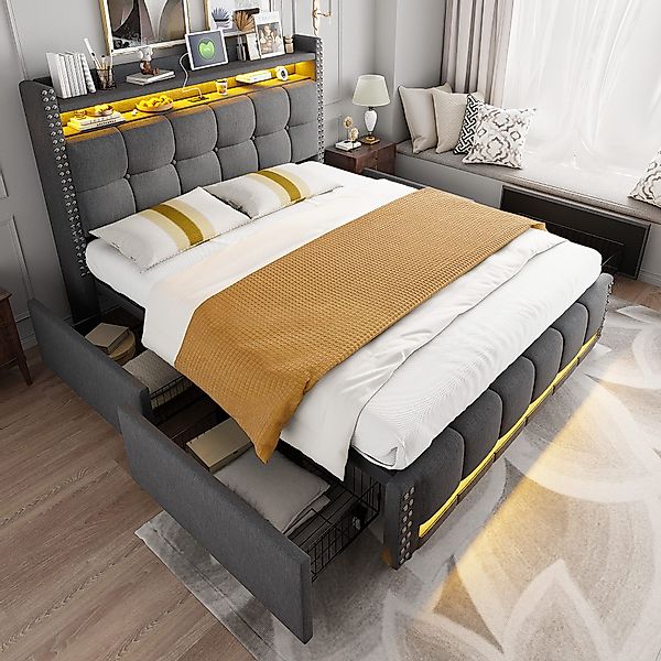 HAUSS SPOLE Polsterbett 160x200 mit LED-Beleuchtung, günstig online kaufen