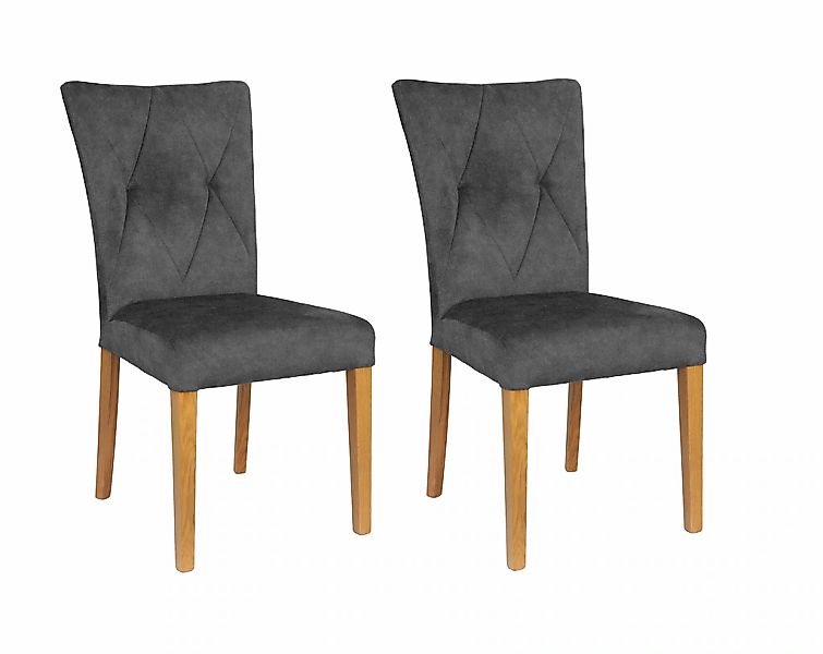 Home affaire 4-Fußstuhl "Diamond" (Set) 2 Stk. Samtvelours Sitz und Ruecken günstig online kaufen